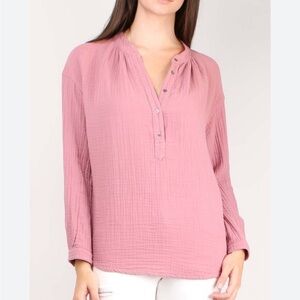 Xirena Kerra White Popover Cotton Crinkle Gauze Top - M